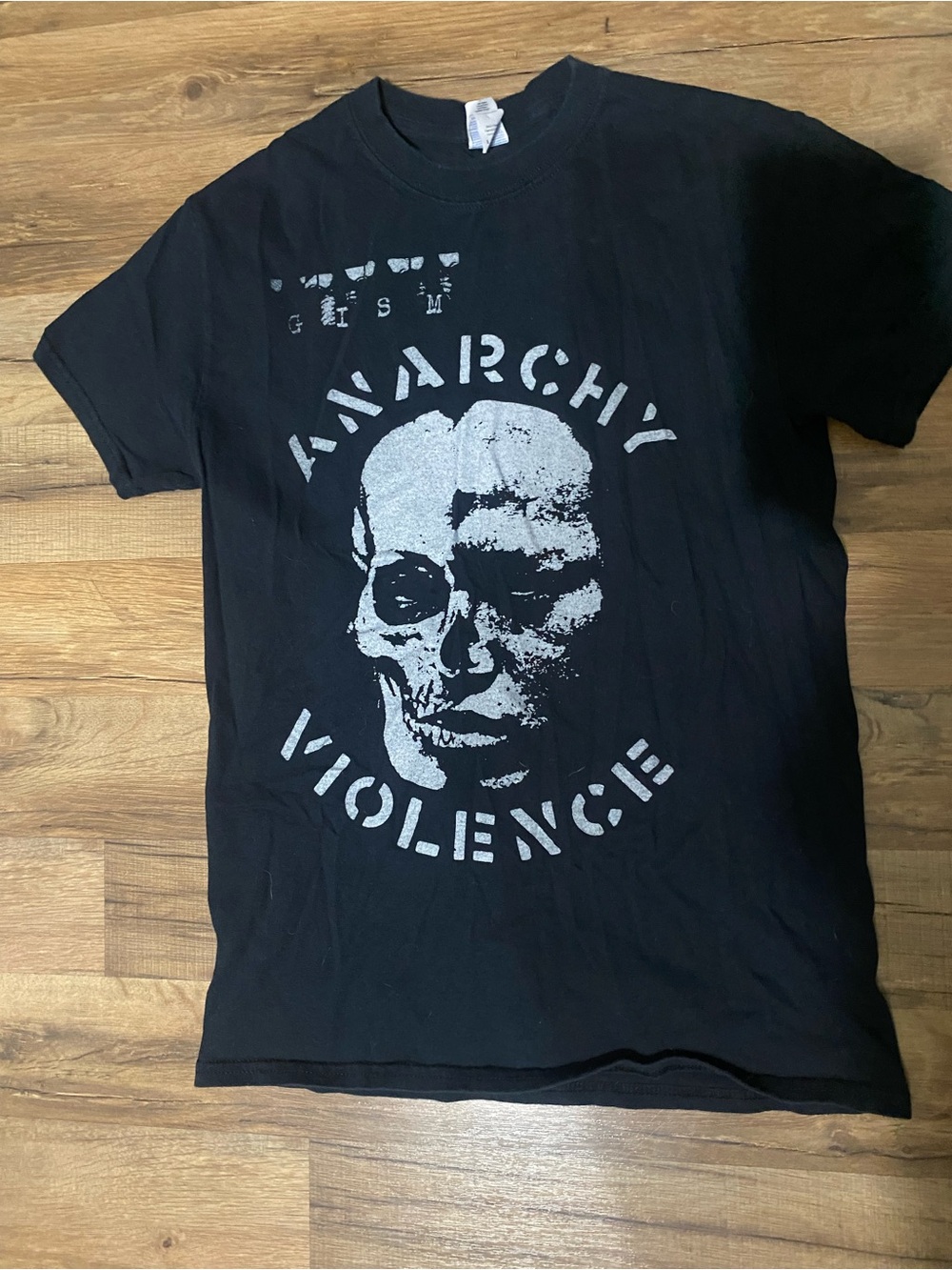 Black GISN Anarchy Violence Graphic Tee small